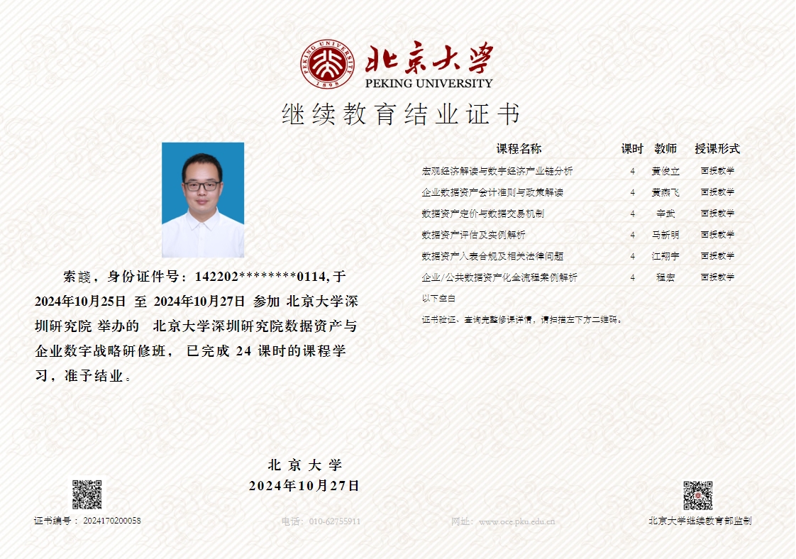 索諓北京大學畢業(yè)證